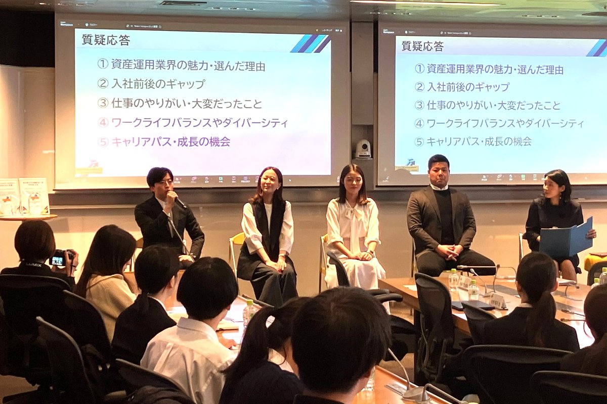 （向かって左から後藤氏、佐野氏、中出氏、西澤氏、中野氏、ＡＭＷＦ提供）