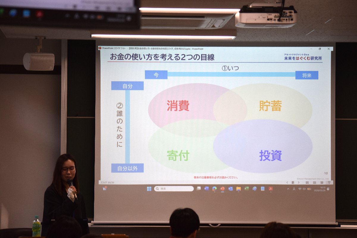 （五十嵐研究員と「四つのお金の使い方」）